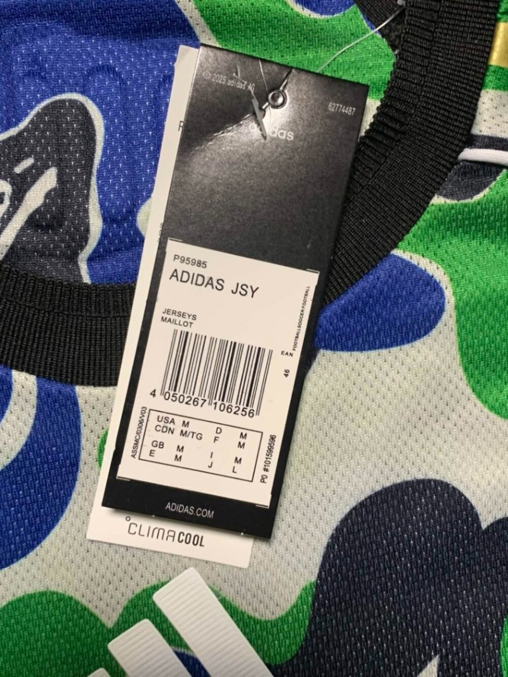 Adidas x A Bathing Ape BAPE ABC Camo Soccer Jersey NWT Men's Medium Blue Green B - Picture 4 of 5